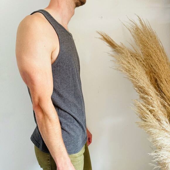 MENS VOLCOM Dark Heather Grey Gray Sleeveless Tank Top Relaxed Tee Shirt M - Picture 9 of 10